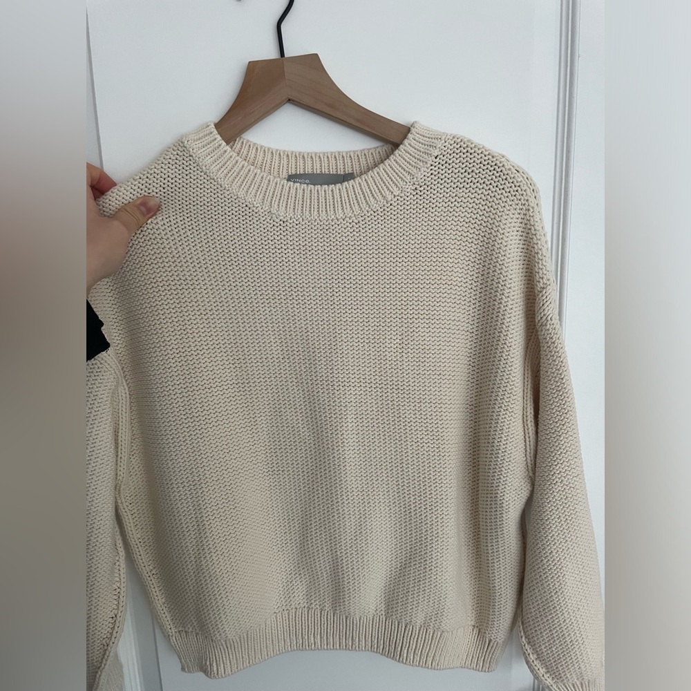 Vince Cream Knit Drop Shoulder Sweater